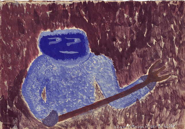 Blauer Mann in Schei�e, Aquarell, 1978, Peter T�pfer